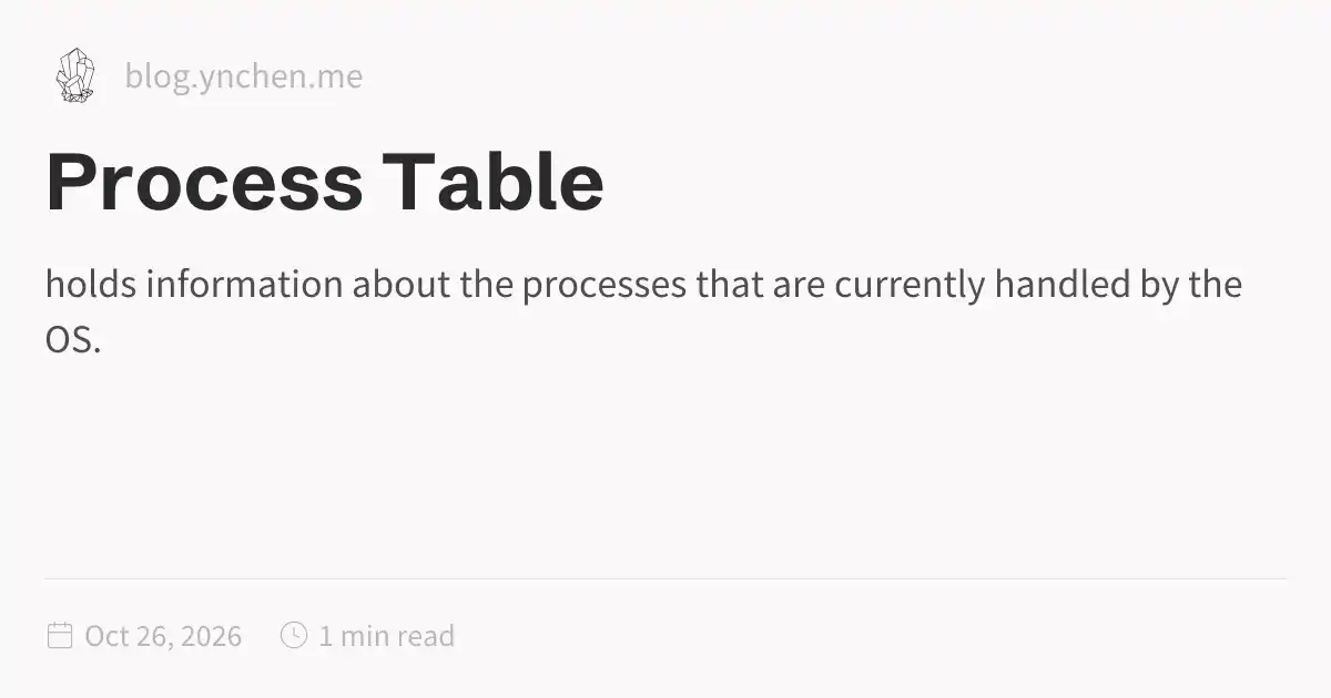 Process Table